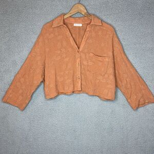 Anthropologie Avec Les Filles Embroidered Floral Tapestry Cropped Shacket Cotton